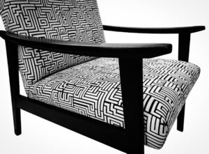 lorraine osborne.black and white telly chair